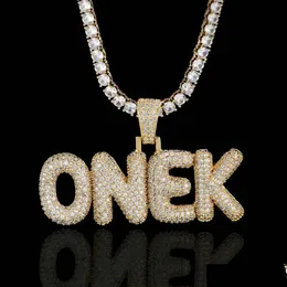 Pendentif Colliers Topbling Hip Hop Az Collier Personnalisé Charme Bulle Lettre 18K Réel Plaqué Or Bijoux Drop Delivery Pendentifs Dhm5U