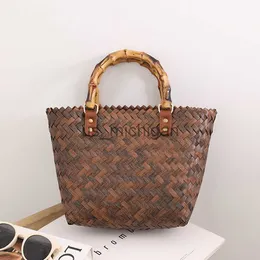 Bolsas de noite Moda Tecido Cesta de Praia Bolsas Femininas Bolsas Boho Alça de Bambu para Mulheres 2022 Bolsa Rattan Feminina Tote Purse Clutch J230608