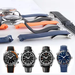 20mm 22mm Watch Strap Bands Orange Black Blue Waterproof Silicone Rubber Watchbands Bracelet Clasp Buckle For Omega Planet Ocean T192q