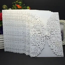 Greeting Cards 25pcs/50pcs Fashion Butterfly Invitations Card Wedding Engagement Mariage Graduacion Party Invite Favor Supplies Thank You Cards 230607