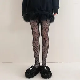 Meias femininas remendadas rendas arrastão flores padrões jacquard meia-calça malha preta meia-calça sexy meias lingerie para