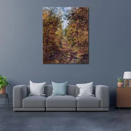 Arte impressionista em tela de paisagem Um caminho na floresta Pontoise Camille Pissarro Pintura Artesanato para o lobby do hotel