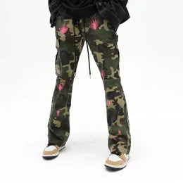 Pantaloni da uomo 2023 Fashion Camouflage Baggy Men Tuta Cargo Flare Jogger Pantaloni sportivi Hip Hop Pantaloni lunghi Pantalon Homme 230608