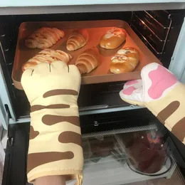 Oven Mitts 1pc Cute Cat Paws Claw Baking Gloves Antiscald Microwave Heat Resistant Insulation Nonslip Paw 230608