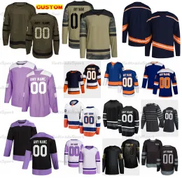 New YorkIslandersCustom 2022 Reverse Retro Hockey Trikots Barzal Lee Nelson Sorokin Camo Fights Cancer Horvat Dobson Pageau Romanov Pulock Palmieri