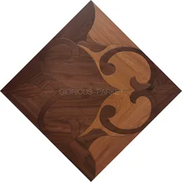 Walnut Geometrical Designed Blommande mönster Tile Hemförbättring Naturlig medaljong Inlay Home deco Skräddarsydd tapetmarknadsmattor