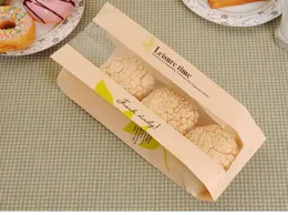 235x12x5cm Baking Packaging Donut Leisure Food bread bags with window Cookie cake Toast Bag Brown White Package for Bakery 100pcs3346178