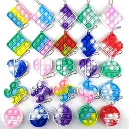 Mini Push Bubble Sensory Toy Keychain Autism Squishy Adult Stress Reliever Toy for Children Relief Funny Fidget Toys DHL3060880