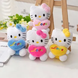제조업체 도매 4 색 10cm 귀여운 플러시 고양이 키 체인 만화 만화 말초 인형 키 펜던트 어린이 선물