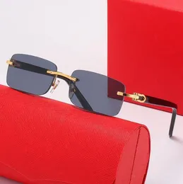 Man Carti Glasses Designer Sunglasses Women Fashion Frameless Rectangle Coating Buffalo Horn Sunglass UV400