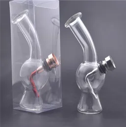 new desgin mini dab rigs Thick Heady Bubbler Glass Beaker bong with Plastic packaging hand smoking tobacco pipes with metal bowl2365141