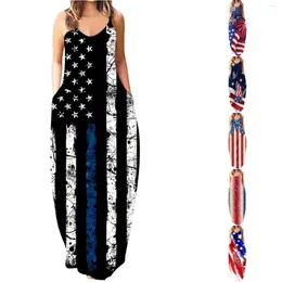 Casual Dresses Independence Day Sexy Halter Long Dress Fashion Print Loose And Stylish Vestidos De Fiesta Elegantes Para Mujer 2023
