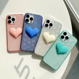 3D Love heart Cases for iphone 13 pro 12pro Max 11 mini SE 5.5 6.7 inch Cell phone case back cover TPU PC Clear with rope strap