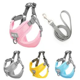 Collari per cani Guinzagli Imbracatura Gilet e guinzaglio Set per cani di taglia piccola e media Corda di trazione in rete traspirante morbida regolabile per animali domestici Forniture per gatti Z0609