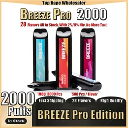Breeze Pro Edition 2000 Puflar Tek Kullanımlık E Sigara Cihazı 2%/5% 6.0ml Önceden 1000 MAH Pil Vape Kalem 1000 PCS/Lezzet Vs Breze Stick 5000 Randm 7000