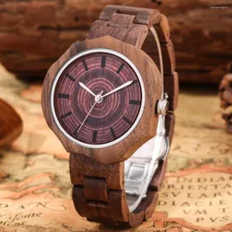 Zegarek zegarki drewniane zegarki dla mężczyzn drzewa orzechowe czerwone brązowe zegarek luksusowe stylowe drewniane zegarki kwarc reloj de madera