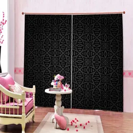Curtain European Geometric Pattern Curtains Large Window For Living Room Bedroom Outdoor Indoor Drapes Home Decor ( Left And Right Side)