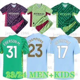 قمصان كرة القدم Haaland 23 24 De Bruyne Phillips Grealish Mahrez Foden Bernardo Joao Cancelo Z Rodrigo Football Shirt Men Kids Kits Sets Usifors Ederson M.