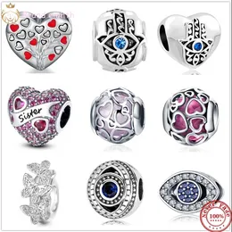 Dla Pandora Charms Sterling Silver Peads Women Greek Eye Flower Miłość Siostra z cyrkonu wisiorek