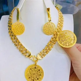 Necklace Earrings Set 24k Gold Plating Dubai Jewelry Women's Bridal Wedding Accessories YY10153