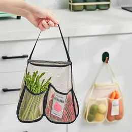 Storage Bags Fruit And Vegetable Net Onion Bag With 2 Compartments Reusable Hanging Mesh Durable & Strong