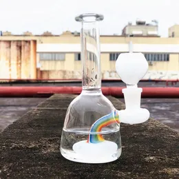 Reciclador arco-íris dab rig plataforma de petróleo com tigela de 14 mm tubo de água de vidro exclusivo branco 6 polegadas mini bongo de vidro inebriante para acessórios de fumar
