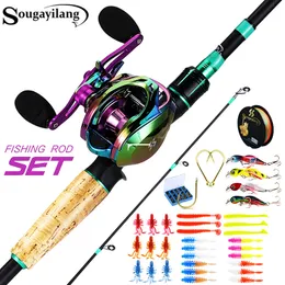 Rod Reel Combo Sougayilang Fishing Comb 1.8 2.1m Fundição de Fibra de Carbono e 6.5 1 Relação de Engrenagem Max Drag 10kg para Bass Trout 230609