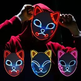 Demon Party Maski Slayer Tanjirou Mask Sabito Mascarilla Anime Makomo Cosplay Makes Halloween Costume Mascaras LED LED