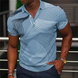 Camisa pólo masculina de verão de manga curta respirável malha casual elegante e minimalista camiseta de lapela masculina camiseta listrada