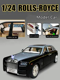 Diecast Model 1 24 Simulazione Rolls Royce Phantom Alloy Metal Car Ornaments Luxury Sedan Collezione Toy Boy per bambini 230608