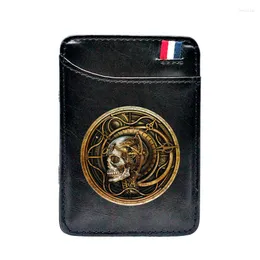 Card Holders Black Fashion Steampunk Gear Skull Design Printing Leather Magic Wallets Men Women Money Clips Purse Cash Holder BE1210