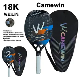 Tennis Rackets WINLIN CAMEWIN18k carbon fiber beach tennis racket with rough surface protective sleeve 230608