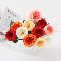 Fiori decorativi 5 pz/lotto Artificiale Austin Rose Fake Wedding Pography Bouquet Road Leading Flower Tavolo da pranzo per la casa Rose di seta Decor