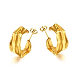 One Pair Stainless Steel Gold-Plated Earring For Women Girls Fashion Jewelry 22*25mm n816