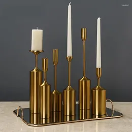 Castiçais Moderno Conjunto de Suportes de Metal Dourado Suporte de Mesa Pendurado Nordic Faroles Decoracion Decoração da Casa ZP50ZT