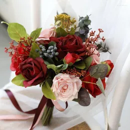 Hochzeitsblumen Brautstrauß für Seide Jiangsu Brautjungfer D5208 Guter Verkauf
