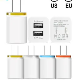 Metal Dual USB wall Charger Phone Charger US EU Plug 21A AC Power Adapter Wall Charger Plug 2 port for Ip 11 pro max Samsung Xiao6930718