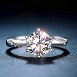 Alianças de Casamento Clássico Anel de Prata Esterlina 925 1ct IJ cor Laboratório Joias com diamante Estilo simples Aniversário 230608