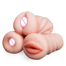 Silicone Real Pussy Artificial Vagina Oral Vaginal Anal Sex Male Masturbator Mouth Pussy Masturbation Cup Sex Toys for Men