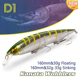 Baits Lures D1 Flat-sided Jerkbait 160mm 30g Floating Wobblers of Pike Sea Fishing Depth 0.8 - 1.2m Sinking Lure 32g 33g Good Baits DT5012 230608