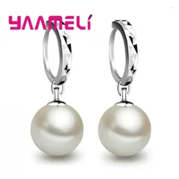 Dangle Earrings High Stardard Pure 925 Sterling Silver With Freshwater Pearl Woman Lady Lever Back Hoop Elegant Jewelry