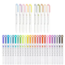 Markery Japan Zebra 51025pcs WKT7 Mildliner podwójny zakończony podwójny Zestaw Zestaw Pastel Light Kolor School School Magery 230608