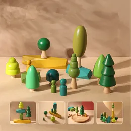 Figuras de madeira da floresta adorno pilha música brinquedos educativos