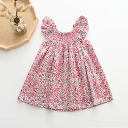 女の子のドレスベビーヨーロッパアメリカ幼児の子供のドレスブランドコットンサマーリネン衣服プリンセス服230608
