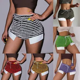Damenbekleidung Designer-Cargo-Shorts, gestreift, Kordelzug, Jogger, hohe Taille, sexy, modisch, Spice Girl, vielseitige kurze Hose