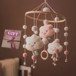 Mobiles# 1pc Baby Rattles Crib Mobiles Wood Toy Holder Rotating Bed Bell Musical Box 012month Cloud Cotton Carousel For Cots Projection 230608