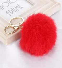 Luxury Soft Rabbit Fur Ball Key Chains Ball Pom Poms Plush Keychain Car Keyring Bag Earrings hang decorations6195725