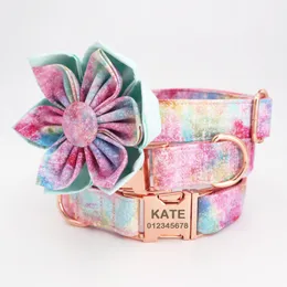 Collars 2020 Dream Girl Dog Collar Flower e Leash Set per gatto per cani da compagnia con metallo in oro rosa