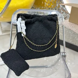 2023 Vintage Woolen Designer Bags Tote Lady Garbage Crossbody Classic Clutch Shopping Bag Purse Gold Chain Womens Matel Wallet Lambskin Handbags Large Size 33x35cm