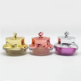 10G Crown Shape Face Cream Bottle Cosmetic Jar Package Travel Size Rose Guldflaskor Lotion Tom Pot Container Nwunr